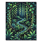 Lush Emerald Tropical Forest Stream Rug