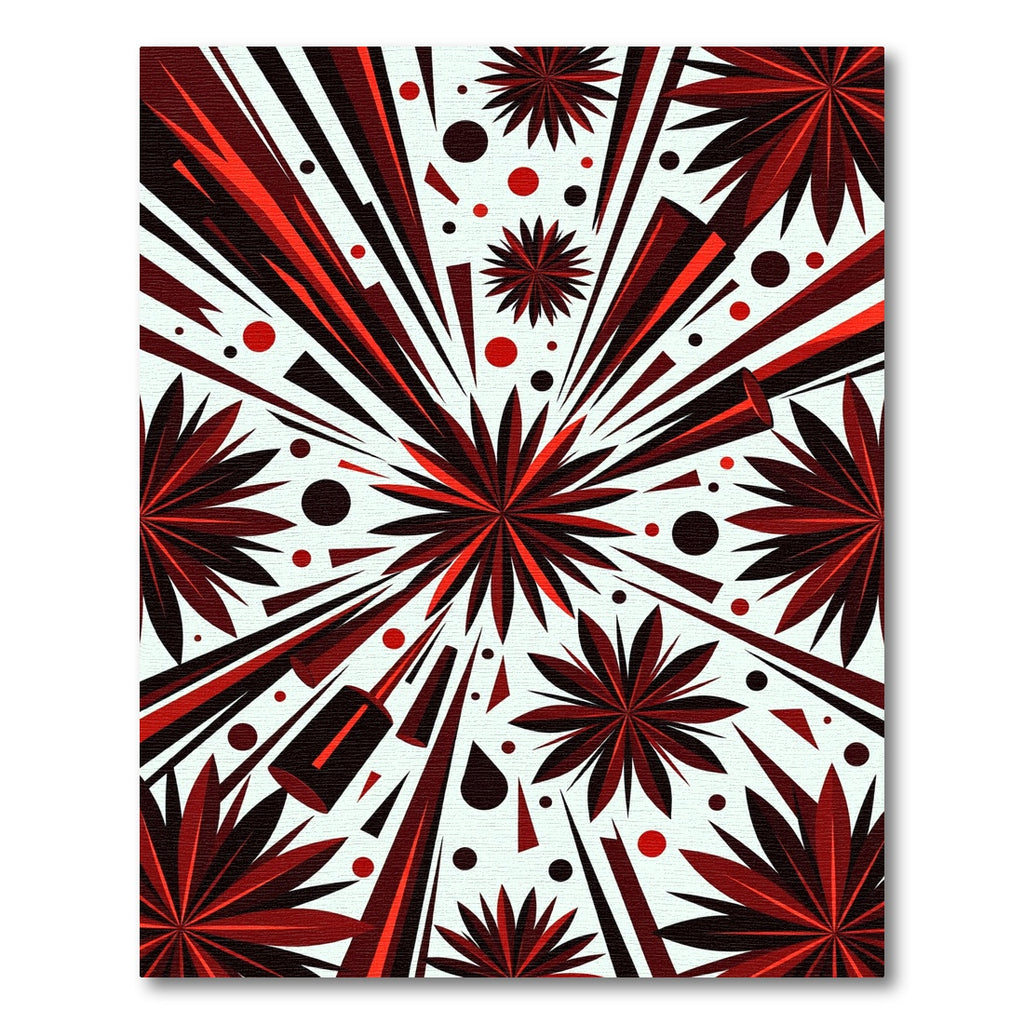 Crimson Burst Starburst Geometric Rug