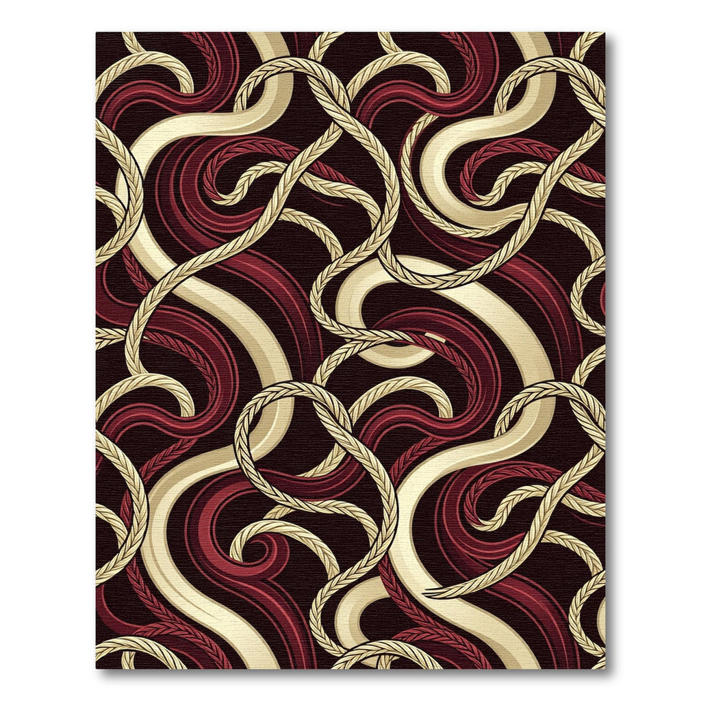Crimson Gold Braided Swirls Rug