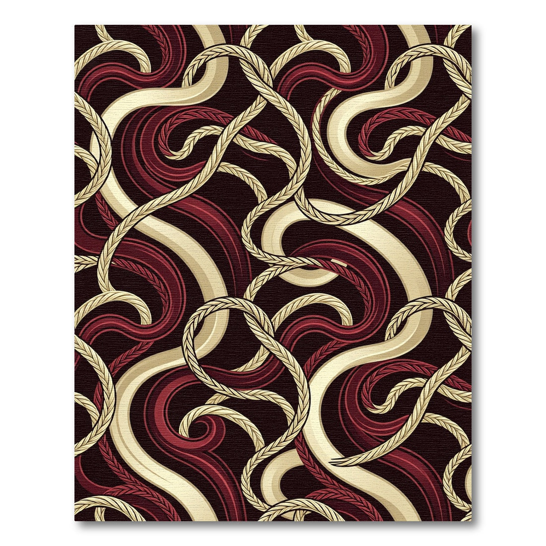 Crimson Gold Braided Swirls Rug