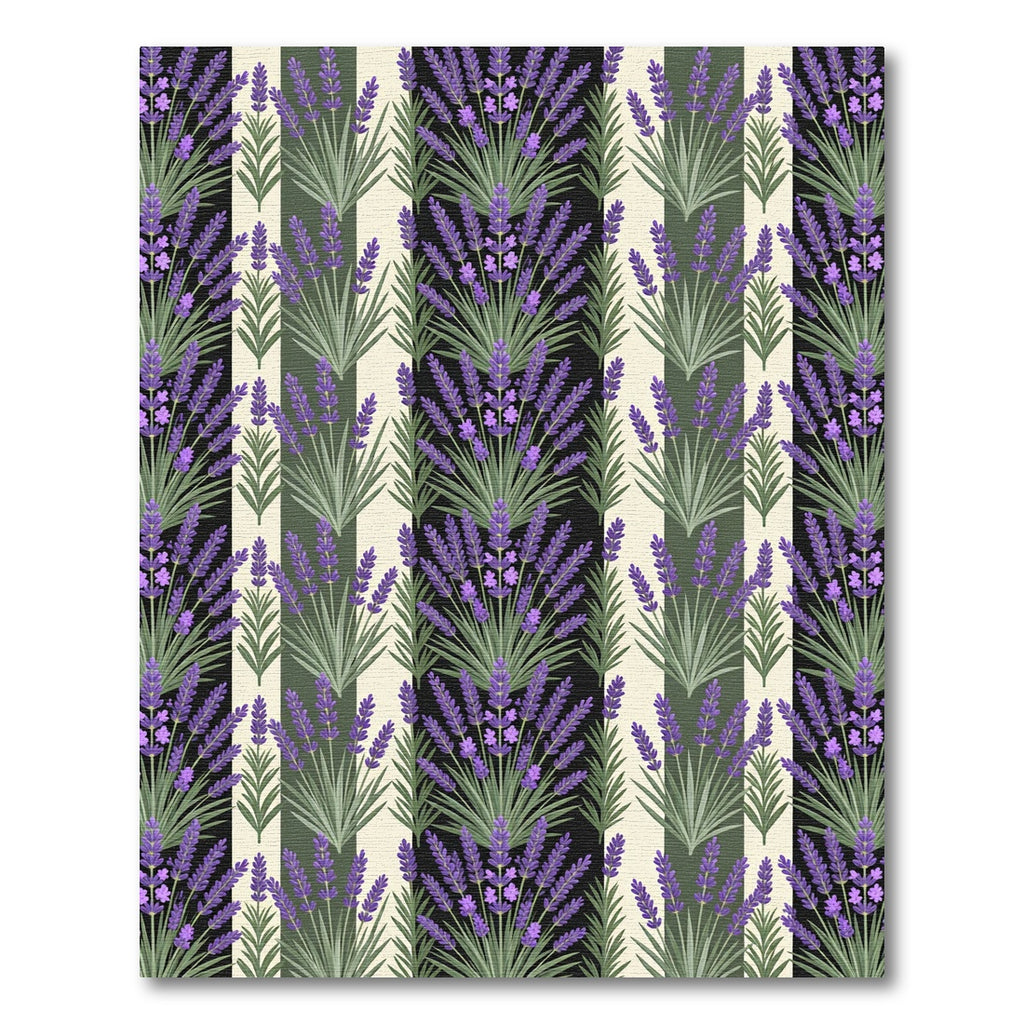 Lavender Sprigs on Striped Sage Background Rug