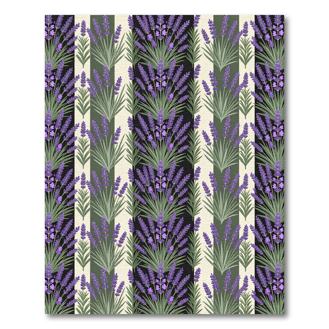 Lavender Sprigs on Striped Sage Background Rug