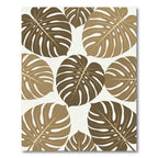 Minimalist Sepia Tropical Monstera Leaves Rug