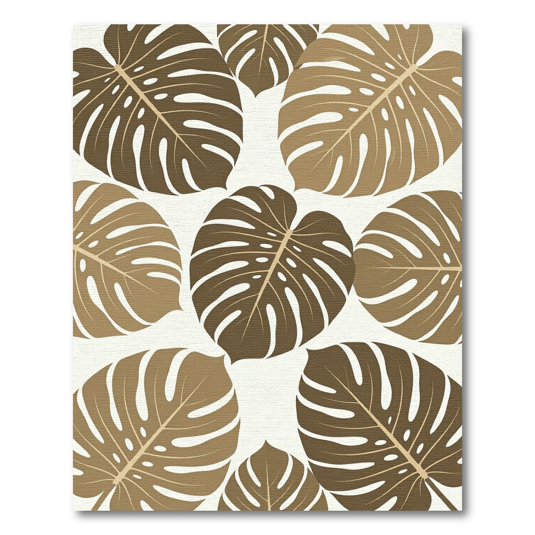 Minimalist Sepia Tropical Monstera Leaves Rug