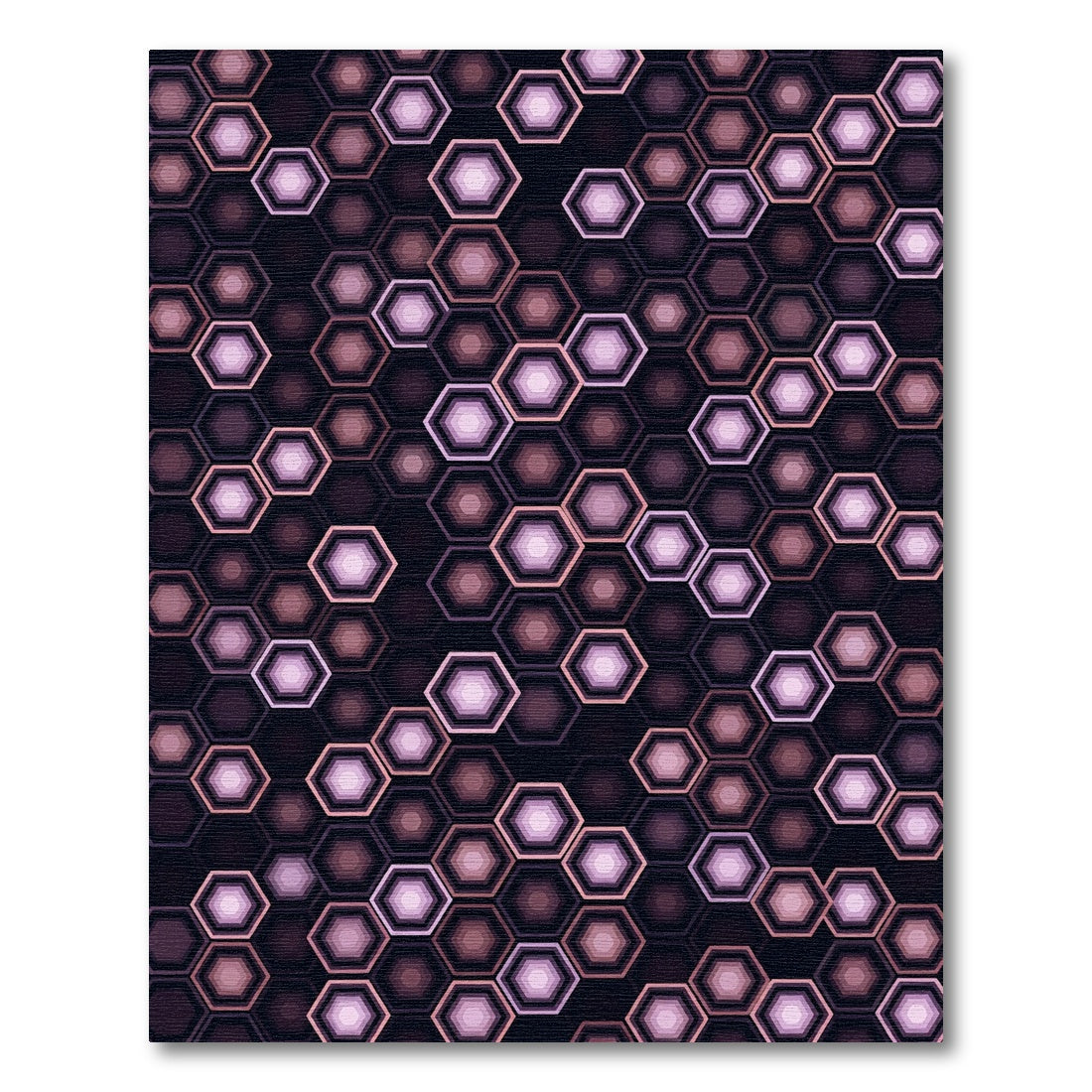 Modern Geometric Purple Hexagon Grid Rug