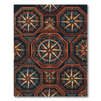 Ancient Compass Rose Medallion Accent Rug