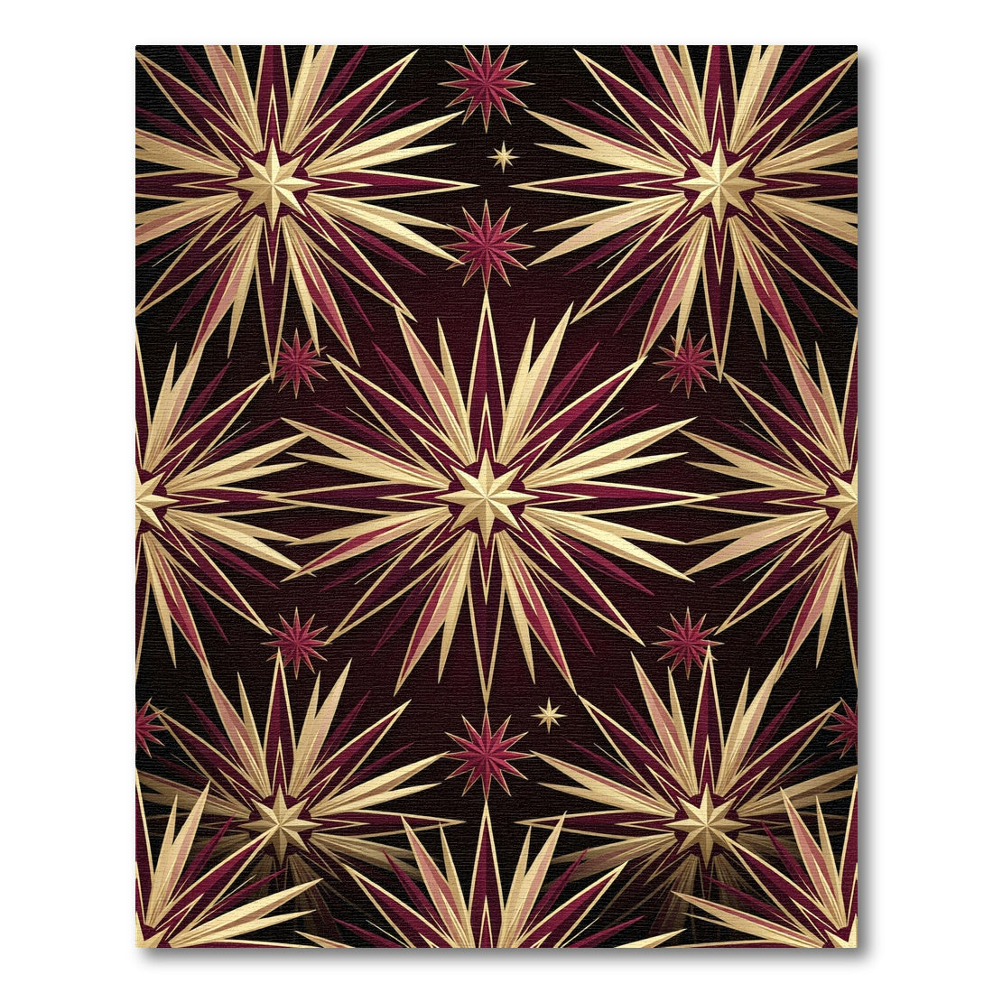 Metallic Gold Burgundy Radiant Starburst Rug