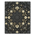 Elegant Gold Black Floral Medallion Rug