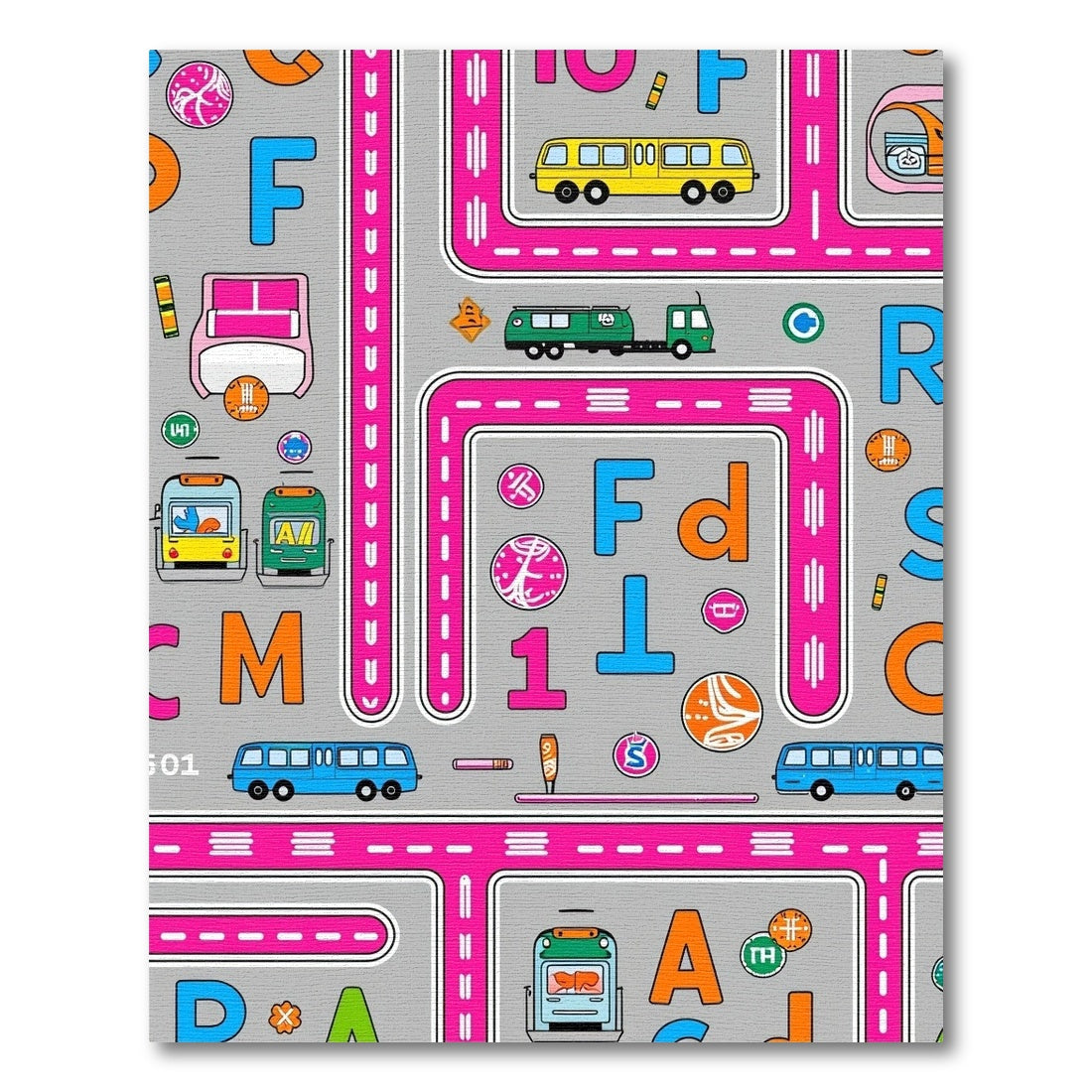 Alphabetical Transportation Scene Rug