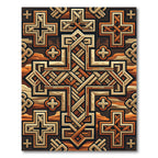 Geometric Celtic Cross Earth Tone Tapestry Rug