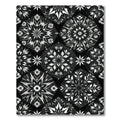 Black White Geometric Floral Medallion Rug