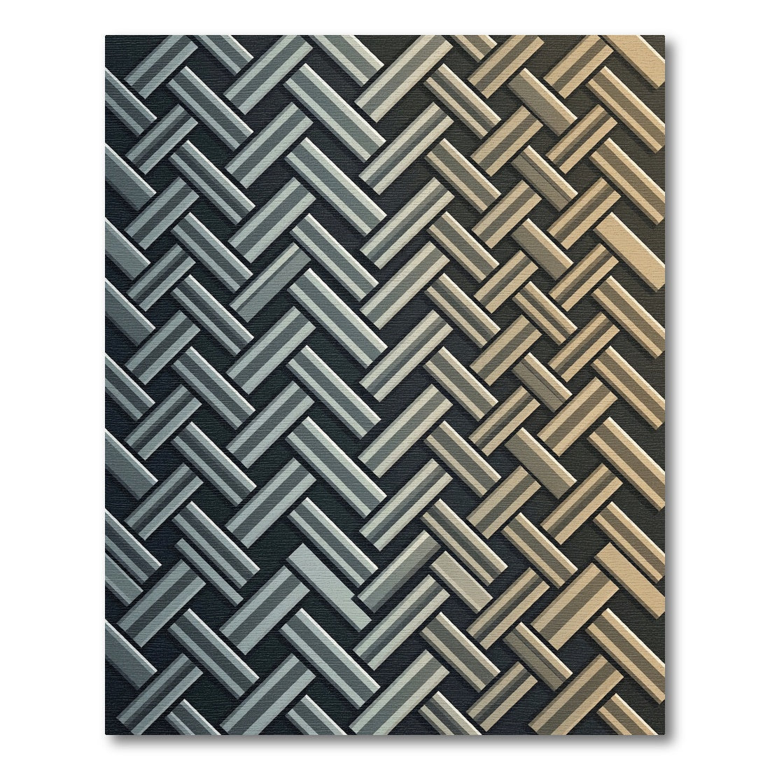 Gray Beige Woven Herringbone Rug