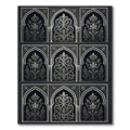 Intricate Black White Archway Floral Rug