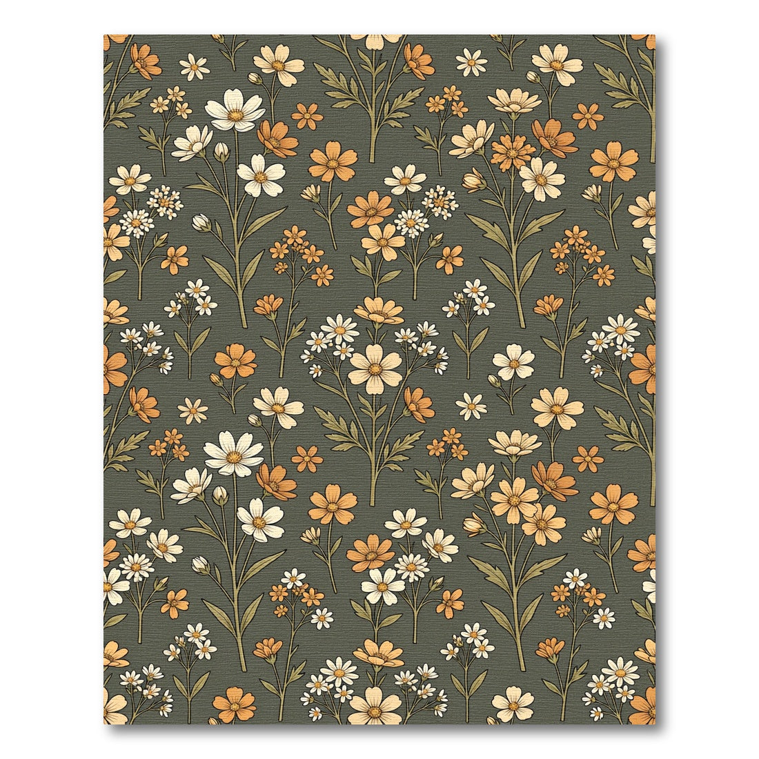 Cream Orange Meadow Wildflower Arrangement Rug