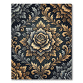 Elegant Gold and Silver Floral Medallion Rug