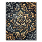 Elegant Gold and Silver Floral Medallion Rug