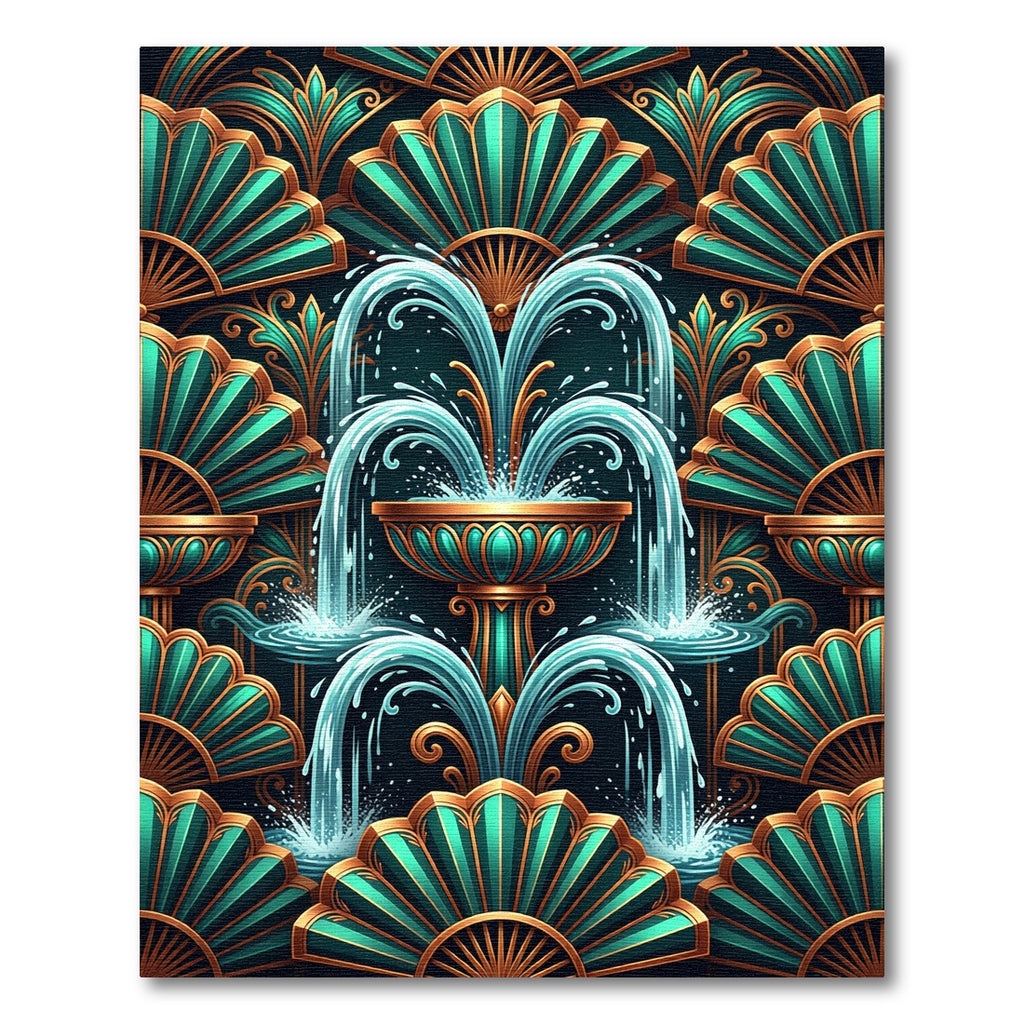 Emerald Teal Fan Fountain Rug