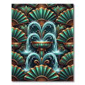 Emerald Teal Fan Fountain Rug