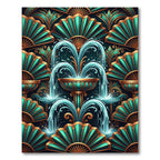 Emerald Teal Fan Fountain Rug