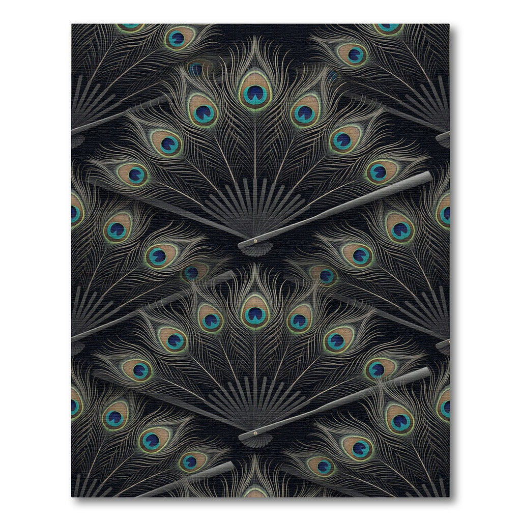 Black Peacock Feather Fan Repeating Rug