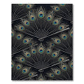 Black Peacock Feather Fan Repeating Rug