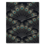 Black Peacock Feather Fan Repeating Rug