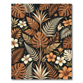 Tropical Earth Tone Botanical Leaves Rug