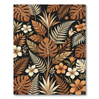 Tropical Earth Tone Botanical Leaves Rug