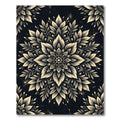 Elegant Monochrome Floral Mandala Medallion Rug