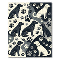 Monochrome Labrador Dog Paw Silhouette Art Rug