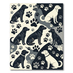 Monochrome Labrador Dog Paw Silhouette Art Rug
