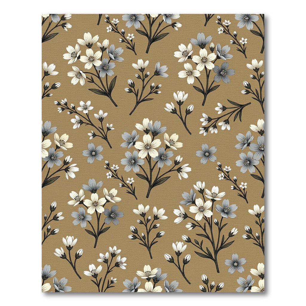 Brown White Gray Floral Sprig Arrangement Rug