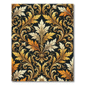 Elegant Gold Acanthus Leaf Damask Rug