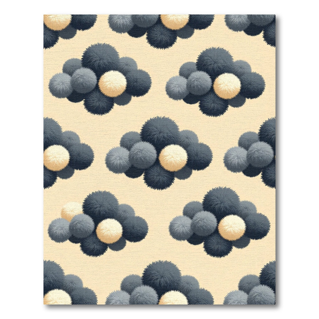 Fluffy Pom-Pom Charcoal Cream Cloud Rug