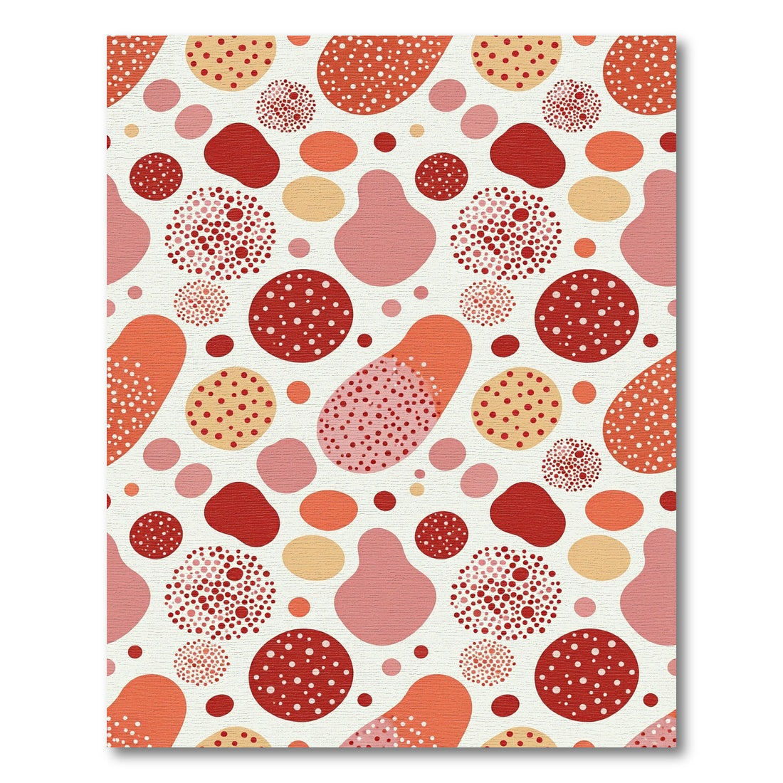 Whimsical Red Polka Dot Amorphous Shapes Rug