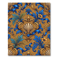 Blue and Gold Ornate Shell Scroll Rug