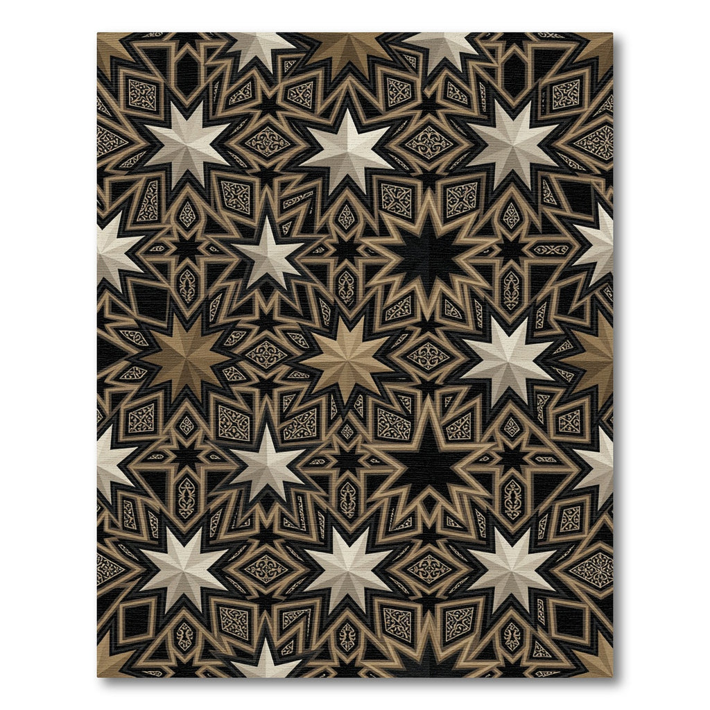 Golden Neutral Starburst Intricate Geometric Rug
