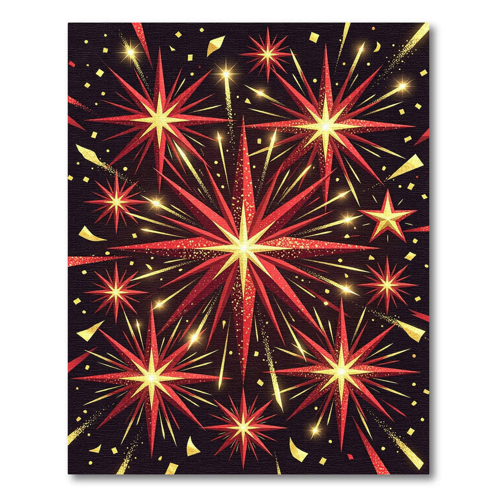 Crimson Gold Starburst Celebration Rug