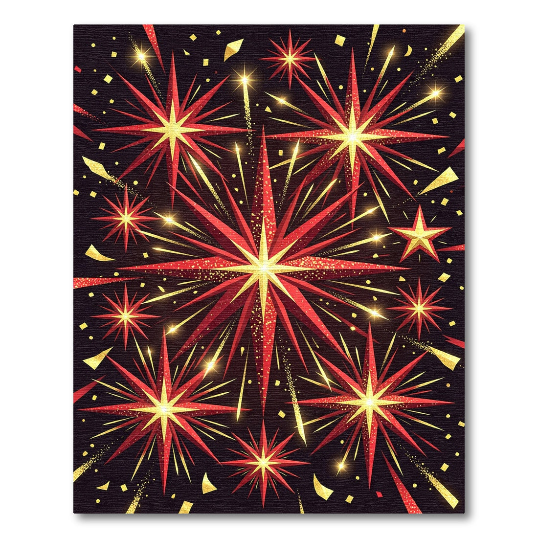 Crimson Gold Starburst Celebration Rug