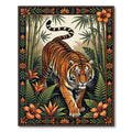 Exotic Jungle Tiger Tropical Flora Rug