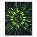 Neon Cyberpunk Circuit Grid Art Rug