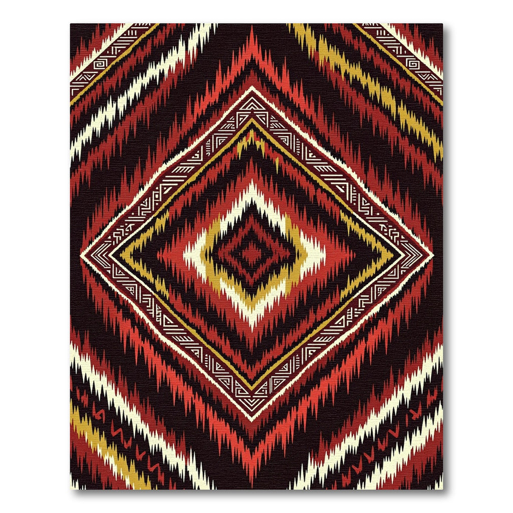 Crimson Gold Tribal Diamond Geometric Rug