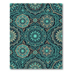 Teal and Gold Ornate Mandala Medallion Rug