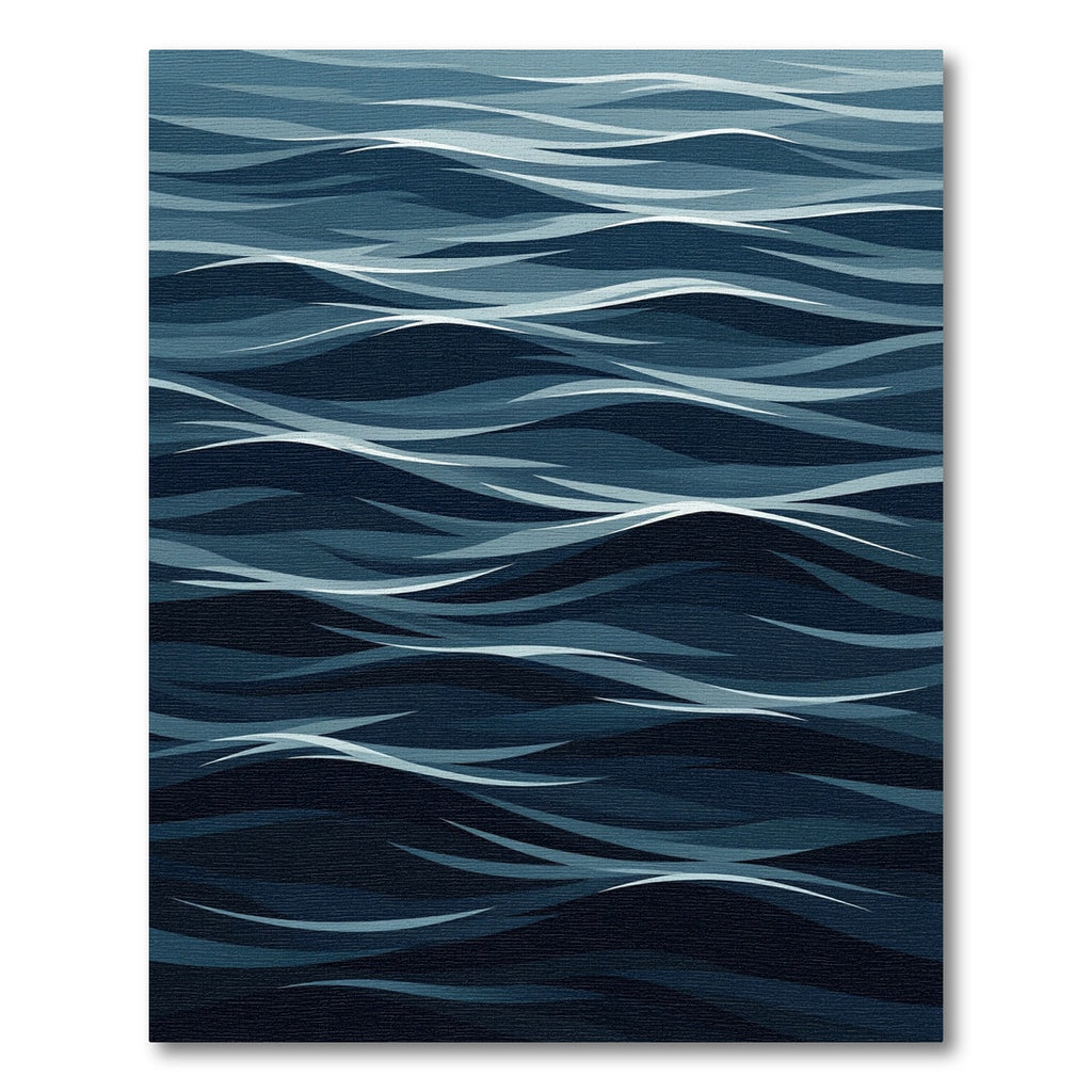 Abstract Navy Blue Rippling Water Rug