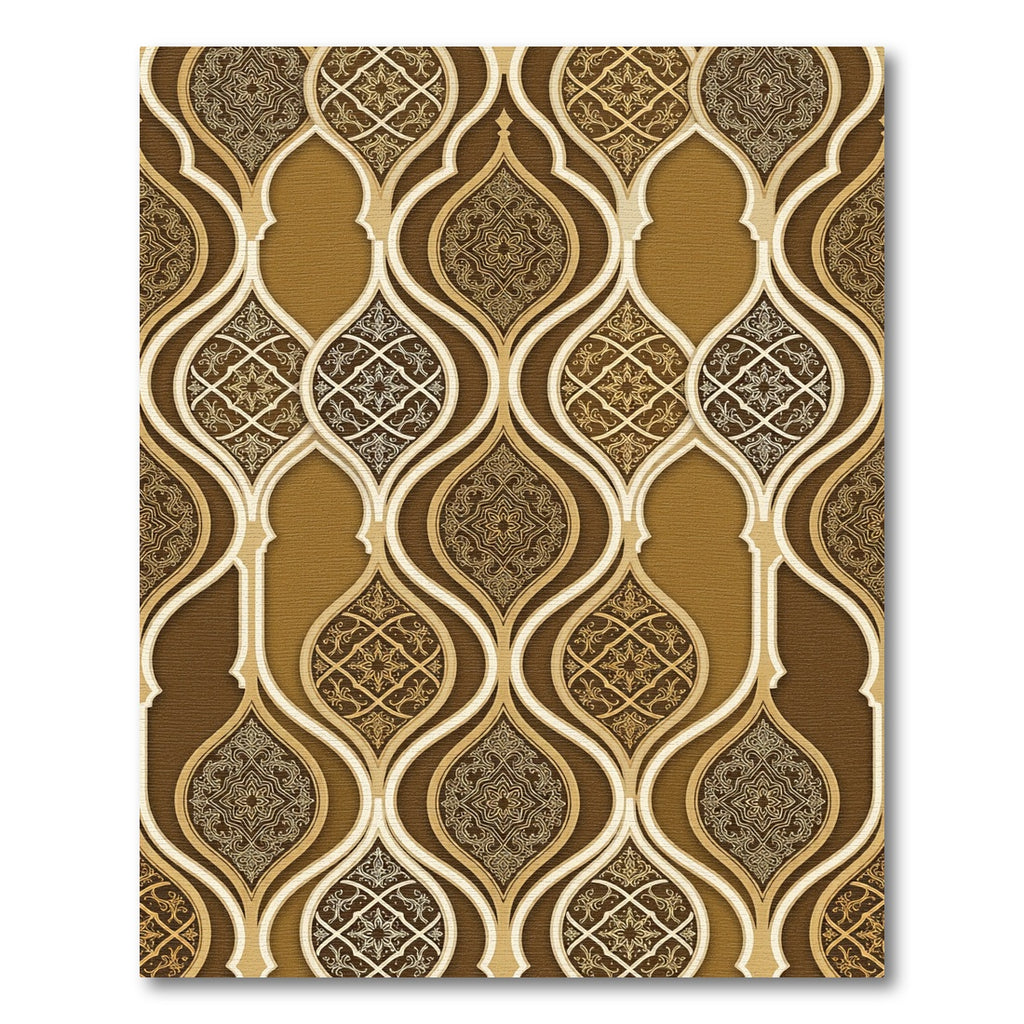Golden Arabesque Medallion Lattice Rug