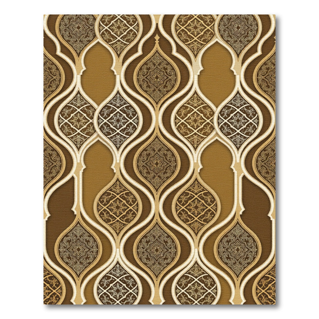 Golden Arabesque Medallion Lattice Rug