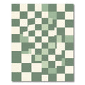 Sage Green Geometric Pixelated Checkered Grid Rug