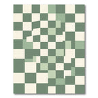 Sage Green Geometric Pixelated Checkered Grid Rug