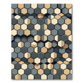 Modern Gray and Gold Hexagon Mosaic Rug