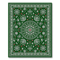 Deep Forest Green Floral Medallion Rug